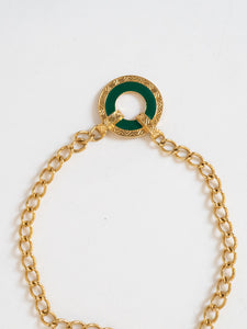 Vintage x MONET Gold Chunky Green Circle Necklace