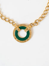 Load image into Gallery viewer, Vintage x MONET Gold Chunky Green Circle Necklace