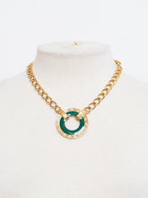 Load image into Gallery viewer, Vintage x MONET Gold Chunky Green Circle Necklace
