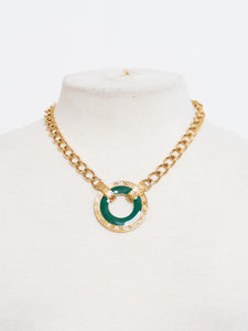 Vintage x MONET Gold Chunky Green Circle Necklace