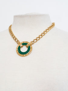 Vintage x MONET Gold Chunky Green Circle Necklace