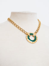 Load image into Gallery viewer, Vintage x MONET Gold Chunky Green Circle Necklace