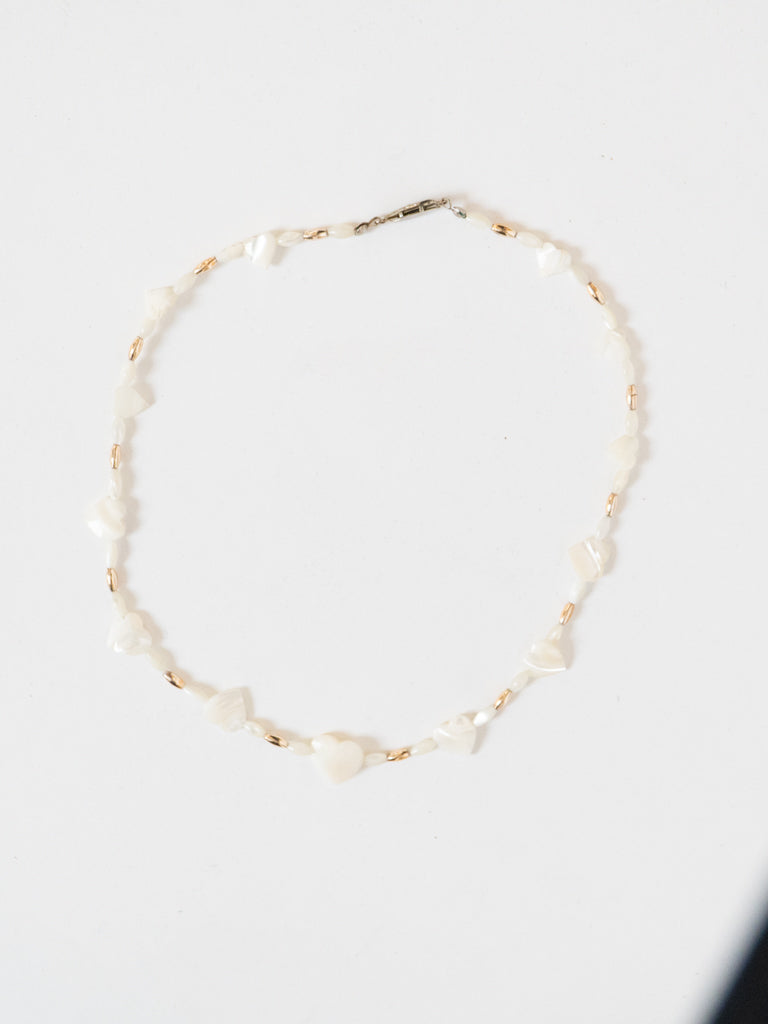 Vintage x Pearl Heart Gold Beaded Necklace