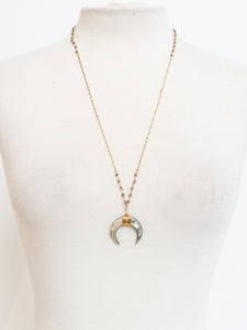Modern x Gold Half Moon Beaded Necklace