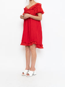 Vintage x Silk Red Night Gown (S, M)
