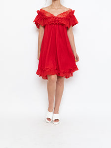Vintage x Silk Red Night Gown (S, M)