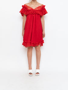 Vintage x Silk Red Night Gown (S, M)