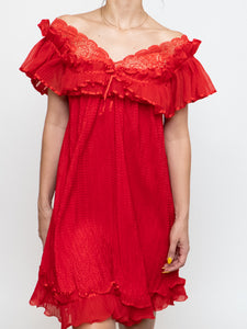 Vintage x Silk Red Night Gown (S, M)