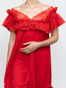 Vintage x Silk Red Night Gown (S, M)