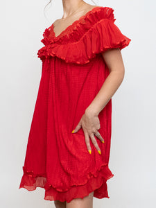 Vintage x Silk Red Night Gown (S, M)