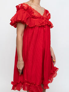 Vintage x Silk Red Night Gown (S, M)