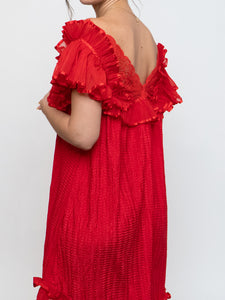 Vintage x Silk Red Night Gown (S, M)
