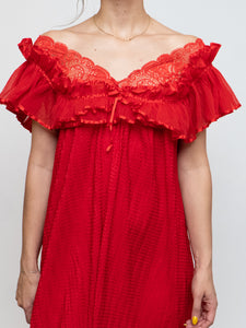 Vintage x Silk Red Night Gown (S, M)