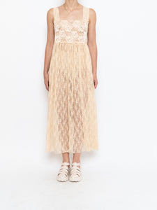 Vintage x Pale Yellow Floral Lace Dress (M, L)