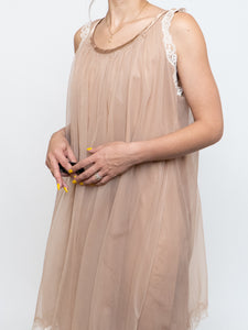 Vintage x Sheer Nude Lace Dress (XS-L)