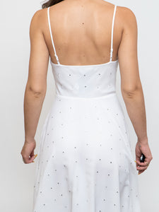 Vintage x BETSEY JOHNSON Silk Rhinestone White Dress (XS, S)