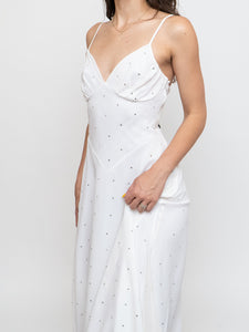 Vintage x BETSEY JOHNSON Silk Rhinestone White Dress (XS, S)