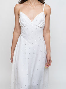 Vintage x BETSEY JOHNSON Silk Rhinestone White Dress (XS, S)