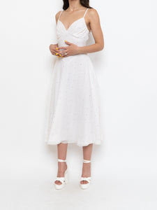 Vintage x BETSEY JOHNSON Silk Rhinestone White Dress (XS, S)