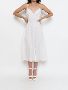 Vintage x BETSEY JOHNSON Silk Rhinestone White Dress (XS, S)