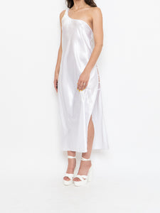 Vintage x Made in Canada x Satin White Single Strap Dress (M)