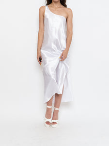 Vintage x Made in Canada x Satin White Single Strap Dress (M)