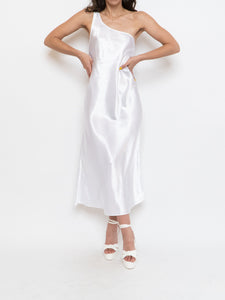 Vintage x Made in Canada x Satin White Single Strap Dress (M)