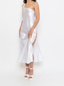 Vintage x Made in Canada x Satin White Single Strap Dress (M)