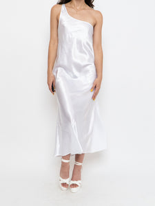 Vintage x Made in Canada x Satin White Single Strap Dress (M)