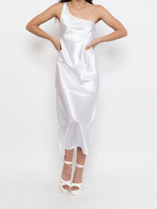 Vintage x Made in Canada x Satin White Single Strap Dress (M)