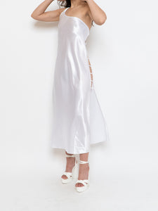 Vintage x Made in Canada x Satin White Single Strap Dress (M)