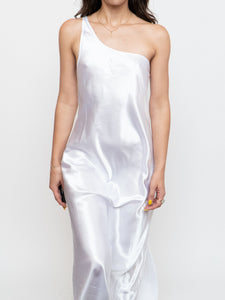 Vintage x Made in Canada x Satin White Single Strap Dress (M)
