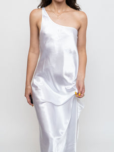 Vintage x Made in Canada x Satin White Single Strap Dress (M)