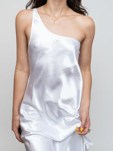 Vintage x Made in Canada x Satin White Single Strap Dress (M)