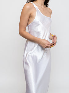 Vintage x Made in Canada x Satin White Single Strap Dress (M)
