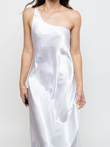 Vintage x Made in Canada x Satin White Single Strap Dress (M)