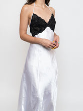 Load image into Gallery viewer, Vintage x Satin White &amp; Black Lace Dress (S, M)