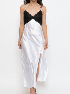 Vintage x Satin White & Black Lace Dress (S, M)