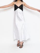 Load image into Gallery viewer, Vintage x Satin White &amp; Black Lace Dress (S, M)