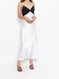 Vintage x Satin White & Black Lace Dress (S, M)
