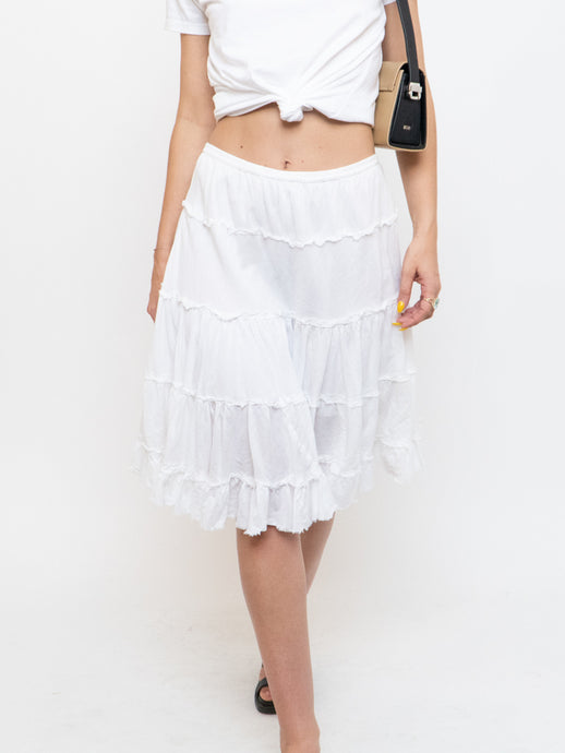 Vintage x White Pleated Midi Skirt (XS-M)
