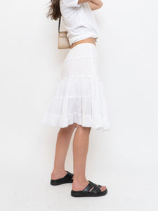 Vintage x White Pleated Midi Skirt (XS-M)