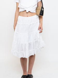 Vintage x White Pleated Midi Skirt (XS-M)