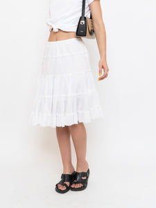 Vintage x White Pleated Midi Skirt (XS-M)