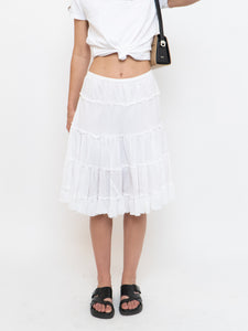 Vintage x White Pleated Midi Skirt (XS-M)