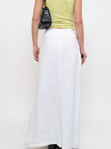 Vintage x Made in Canada x White Soft Linen Maxi Skirt (S, M)