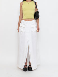 Vintage x Made in Canada x White Soft Linen Maxi Skirt (S, M)