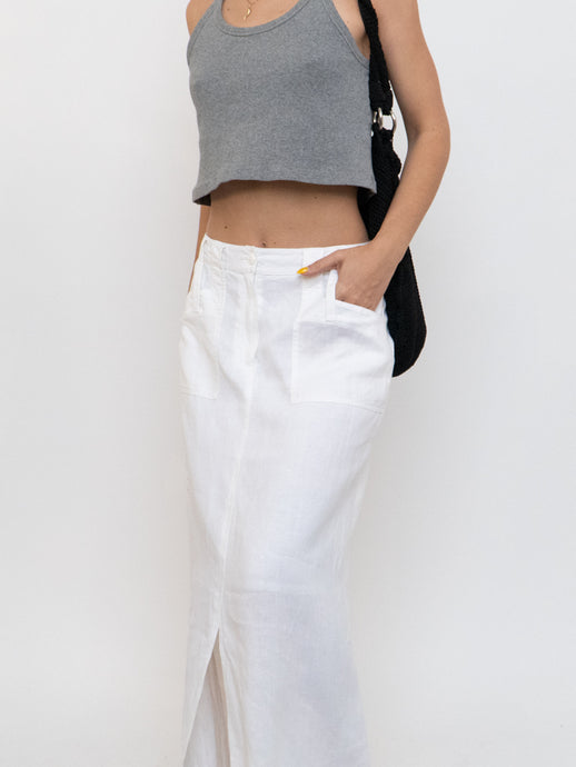 Vitnage x White Linen Maxi Skirt (M)