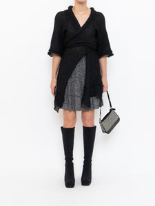 Vintage x Black Knit Wool-blend Wrap Sweater (Freesize)