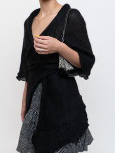 Vintage x Black Knit Wool-blend Wrap Sweater (Freesize)